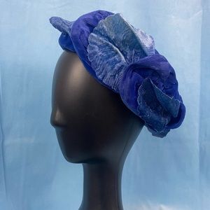 Blue Union Made Velvet Vintage Leaf Wrap Hat